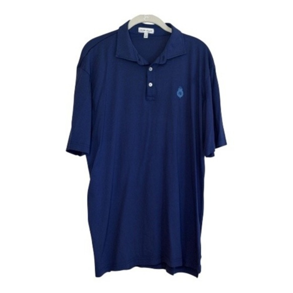 Peter Millar Polo Shirt Mens L Blue Short Sleeve Pima Cotton Logo